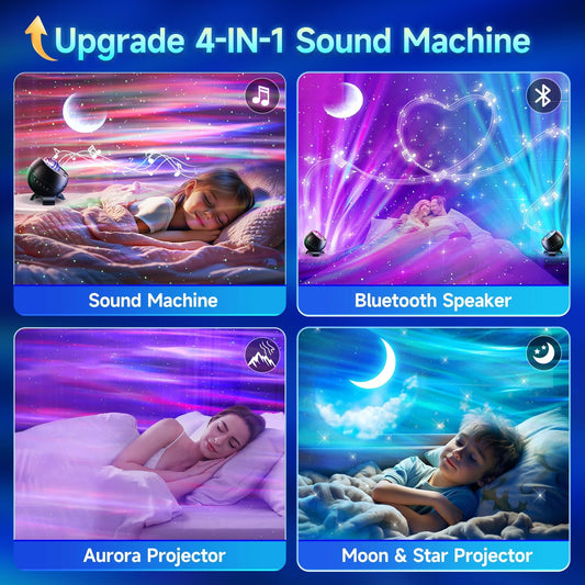 Baby Sound Machine Baby Kids Night Light Projector with Star, 30 Soothing Sounds White Noise Machine for Sleep, 31 Color | 4 Films Baby Sleep, Remote+Timer+3 Brightness Sensory Light for Autism Toys