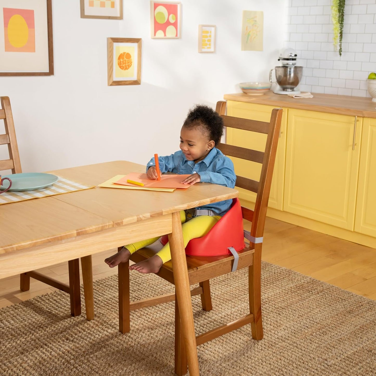 Bright Starts Disney Stitch My Spot Easy-Clean Baby Booster Feeding Chair, 3-Point Harness, Washable Removable Straps, Blue