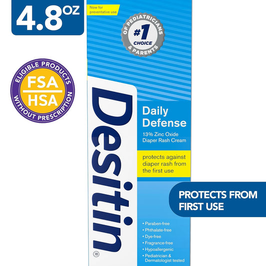 Desitin Daily Defense Baby Diaper Rash Cream with 13% Zinc Oxide, Barrier Cream to Treat, Relieve & Prevent Diaper Rash, Hypoallergenic, Dye-, Phthalate- & Paraben-Free, 16 oz