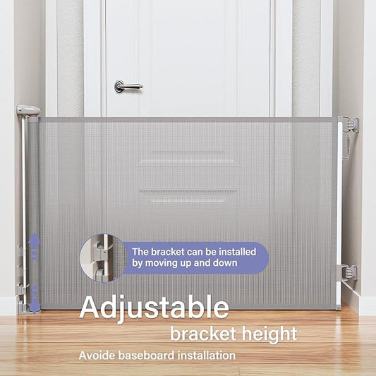 Retractable Baby Gates Extra Wide, PRObebi Retractable Dog Gate for the House Extends to 54" Wide 34" Tall, Gates for Baby Indoor, Stair Gate for Outdoor, Staris, Hallways, Doorways, Deck, Porch