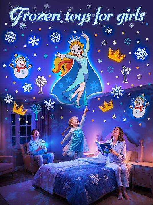 Frozen Toys, 15 Music+16 Films+315 Colors Night Light for Kids, 360°+Remote+Cordless Star Projector for Kids Night Light Projector, Princess Toys for Girls Room Decor, Princess Gifts Frozen Gifts