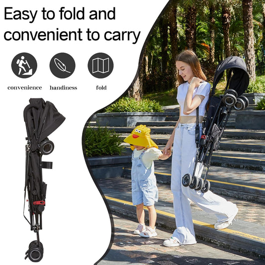 Baby Portable Stroller, Cool Kids Lightweight Travel Stroller with Carrier for Walking, Shopping, and Playgrounds