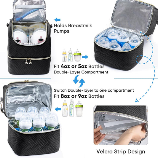 Mam Breastmilk Storage Bag with Ice Pack - Cooler for 6 Bottles Up to 9 Ounce - Insulated Bottle Bag for Daycare