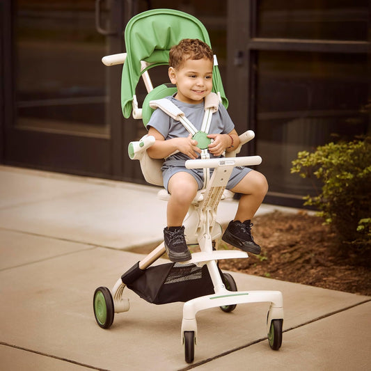 Evolur Velo Rider Travel Stroller – Compact, Lightweight Umbrella Stroller for Toddlers 6–36 Months, One-Hand Fold, Footrest, Rear Platform, 5-Point Harness, Portable & Travel-Friendly