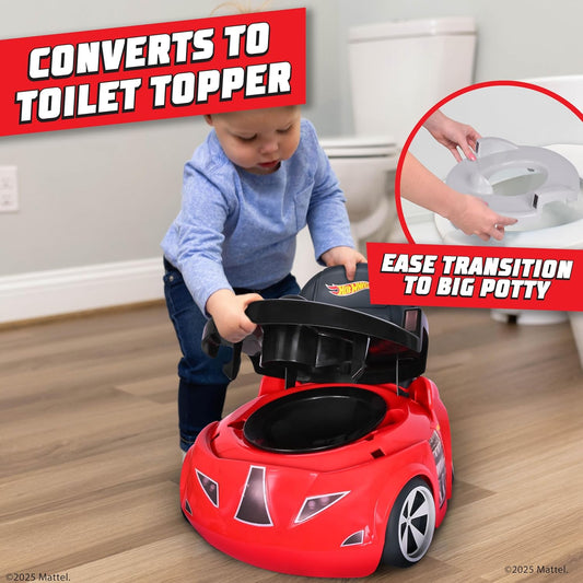 Hot Wheels™ Race Car Potty Training Toilet, Includes Detachable Toddler Toilet Seat and Kids Potty, Ages 12 Months and Up, Red