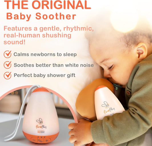Baby Shusher Firefly Baby Soother for Crying Babies with Nightlight - White Noise Sound Machine, Baby Soother for Sleeping, Newborn Essentials for Crib, USB Rechargeable - 1 Count