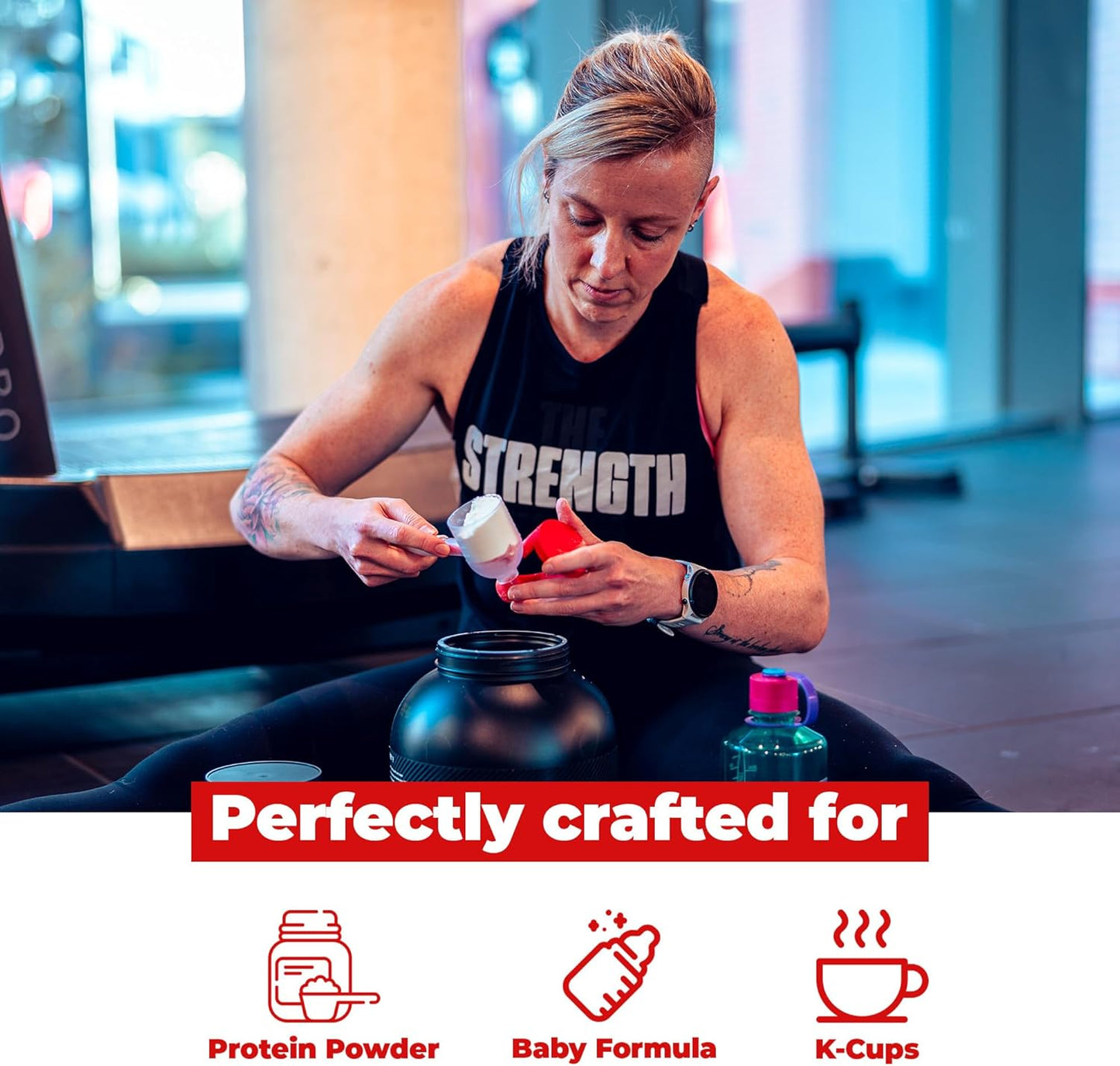 ZoopScoop Protein Powder Scoop Funnel – 2 Pack | Mess-Free Scoop Funnel for Powder, Pre Workout, Protein Shakes, Baby Formula, and More | No Spill Design for Easy Bottle Filling | 70ml and 25ml Set