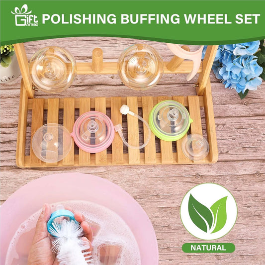 GiftAmaz Bamboo Baby Bottle Drying Rack, Space Saving Countertop Bottle Holder Portable Dryer Rack Organizer for Baby Bottles, Cups, Pacifiers and Accessories, Birthday Box for Women Mother Mom