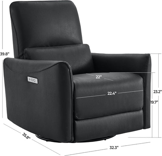 CHITA Power Recliner Chair Swivel Glider, FSC Certified Upholstered Living Room Nursery Reclining Sofa Chair with Lumbar Support, Linen