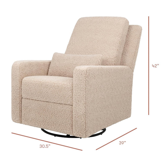 Babyletto Sigi Electronic Power Recliner & Swivel Glider with USB Port in Performance Beach Eco-Weave with Light Wood Base, Water Repellent & Stain Resistant, Greenguard Gold and CertiPUR-US Certified