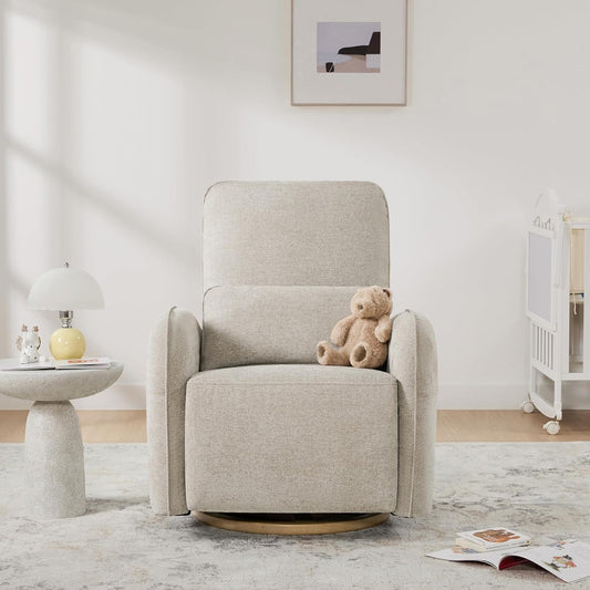 CHITA Power Nursery Glider Recliner Chair, Electric Swivel Rocker Recliner for Adults, Rocking Chair with Removable Lumbar Pillow for Living Room, FSC Certified, Fabric in Linen