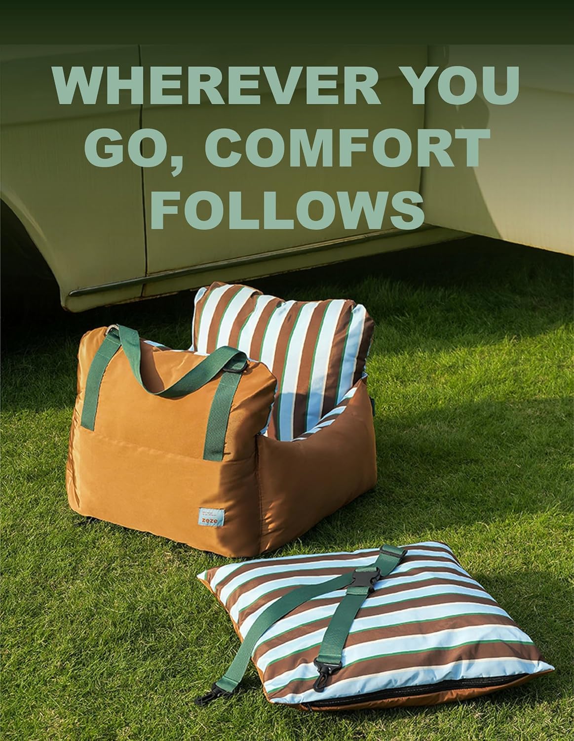 Zeze Portable Striped Pet Car Seat & Sofa Bed – Washable Travel Nest for Small Dogs & Cats