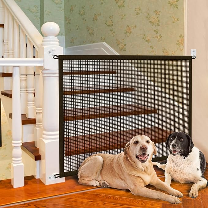 Cupount Baby Gate for Stairs - Dog Gate Indoor Mesh Pet Gates for Doorways (Brown, 30" H x 45" W)