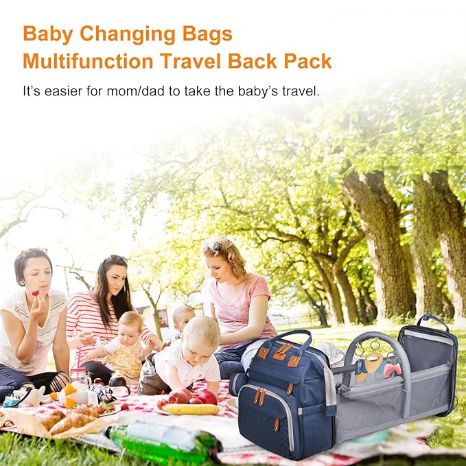 Astro alan Baby Diaper Bags with Changing Station, Waterproof Diaper Bag Backpack for Moms Dads with USB Charging Port, Baby Shower Gifts, Large Capacity diaper backpack, Blue