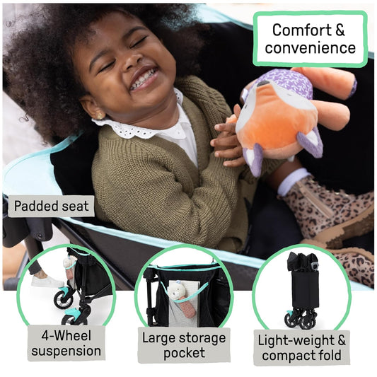 Ingenuity Ingenuity Pop 'N Ride Lightweight Stroller Wagon - Face-to-Face Seats for 2 with 3-Point Harnesses & Sun Canopy