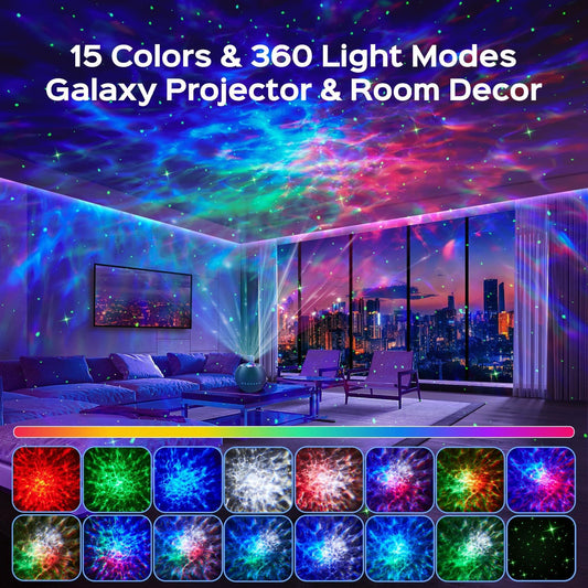 Northern Lights Projector White Noise Sound Machine for Sleep, 18-Color 15 White Noise Machine for Sleeping, Bluetooth Aurora Light Projector for Bedroom Aurora Projector,Shower Light Ambient Lighting