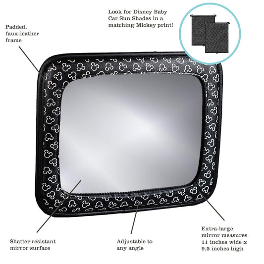 Disney Baby by J.L. Childress Rear View Baby Car Seat Mirror - Rear Facing Infant, Toddler, or Child, Travel Essentials, Shatterproof & Extra Clear, Adjustable, Universal Fit - Mickey Mouse