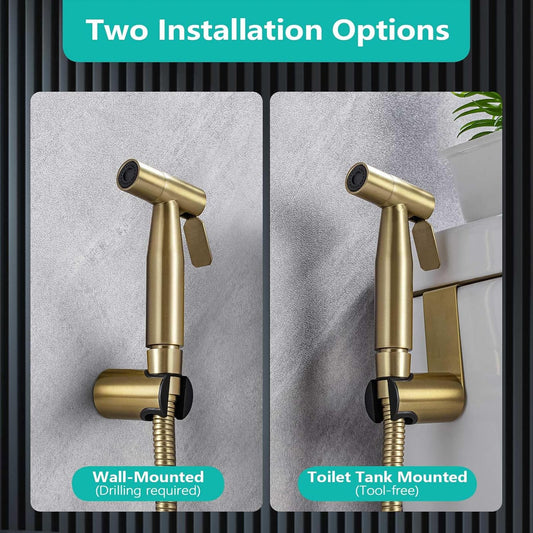 BARROCK Bidet Sprayer for Toilet, Handheld Jet Spray for Existing Toilets with Bidet Hose, Adjustable Water Pressure Muslim Shower, Stainless Steel Cloth Diaper/Feminine Wash Sprayer Brushed Nickel