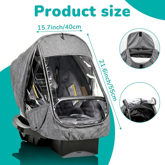 Baby Car Seat Cover Compatible with Evenflo, Breathable Infant Car Seat Rain Cover Fit for LiteMax, Windproof Baby CarSeat Canopy with Clear Window Sunshade and Mesh Cover for Travel & Outdoor Use