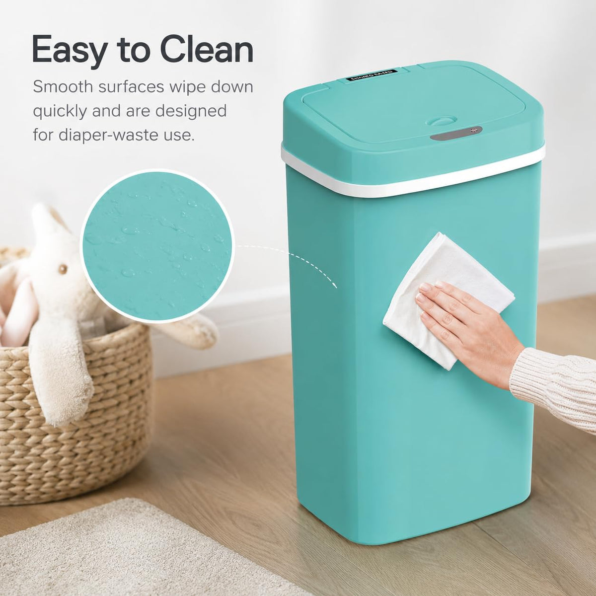 15L Smart Diaper Pail with Motion Sensor Lid | Touchless Hands-Free Baby Diaper Trash Can | Double Locking Seal | Slim Space-Saving Design | Quiet & Durable (Yellow)