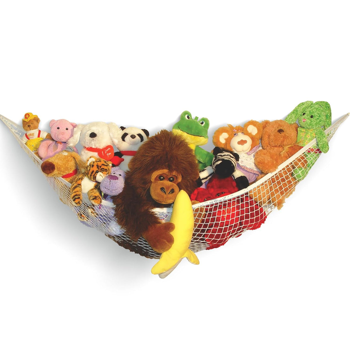 Stuffed Animal Hammock Storage Net - Corner Space-Saving Toy Organizer for Nursery and Kids Bedroom Organization, Holds 25 Pounds, Easy Wall Mount, White