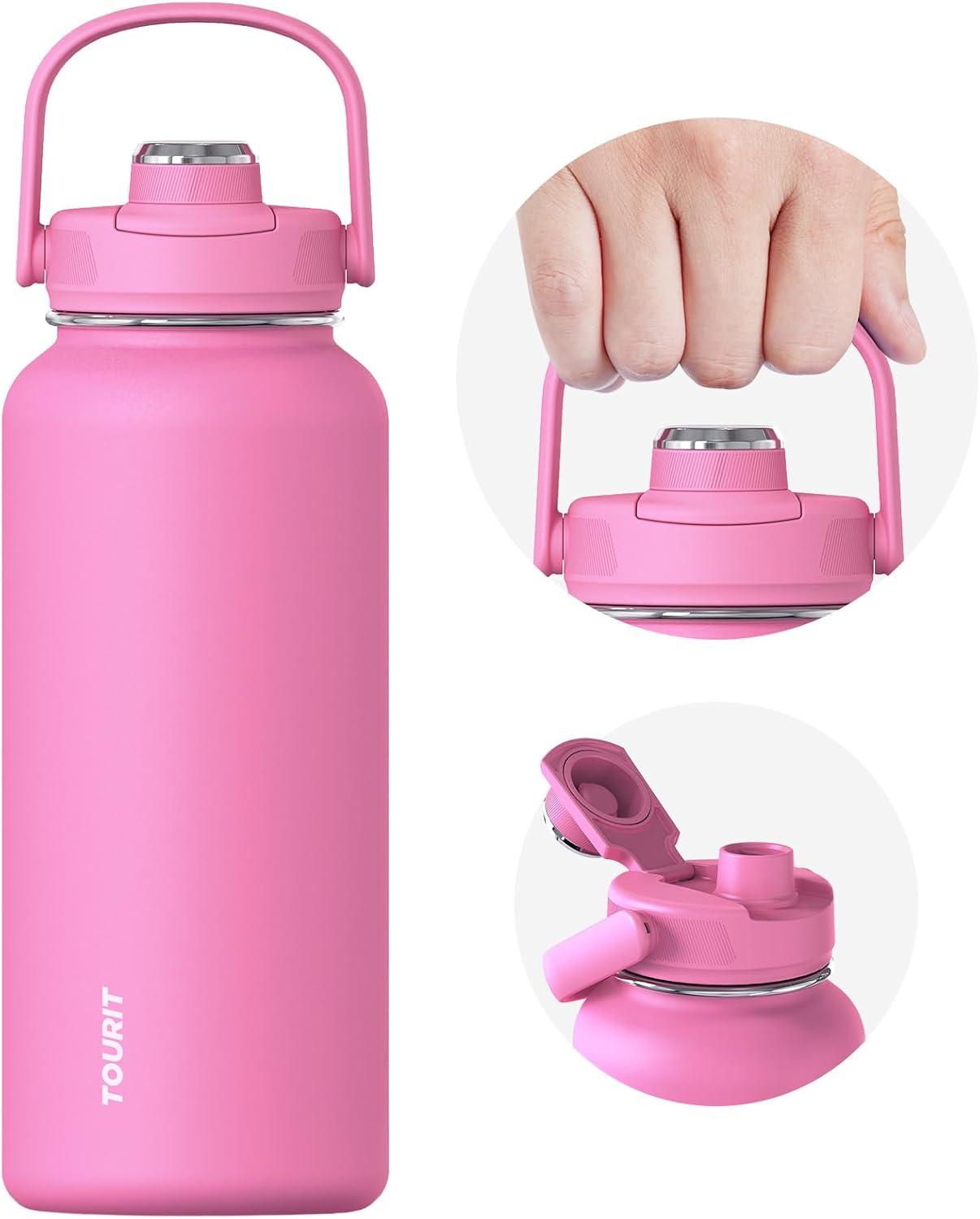 24 oz Insulated Stainless Steel Water Bottle, Khaki | Double-wall vacuum thermal flask with top handle, leakproof & BPA-free design for sports, gym, hiking & travel use