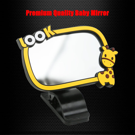 Clip On Amusing Baby Car Mirror, Adjustabe HD Glass Convex Wide Angle Interior Rearview Baby Rear Facing Mirror (Amusing Framed Rectangle, Small, 3.5" X 2.2")