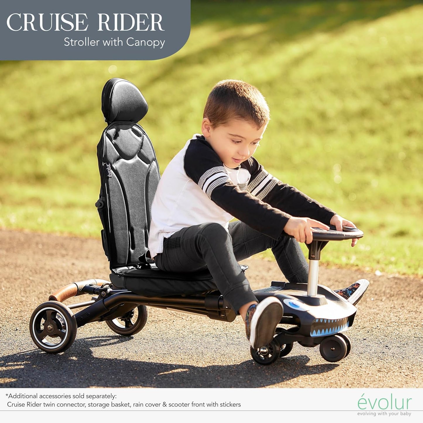 Evolur Cruise Rider Stroller with Canopy, Lightweight Umbrella Stroller with Compact Fold, Easy to Carry Travel Stroller - Cognac