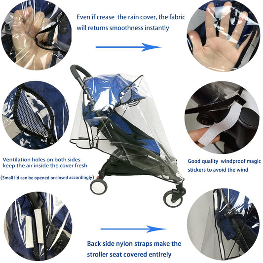 Stroller Rain Cover Universal Stroller Cover for Toddler Umbrella Stroller,Compact Travel Stroller,LLUFO Waterproof Snow Wind Weather Shield,Food Grade EVA No Odor