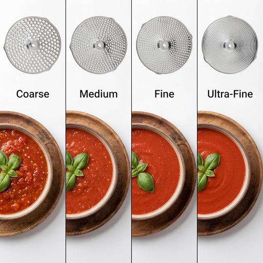 Premium 4-Disc Stainless Steel Food Mill – Ergonomic Rotary Hand Crank for Tomato Sauce, Canning, Applesauce, Baby Food, Mashed Potatoes, Puree & Jams