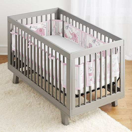 BreathableBaby Breathable Mesh Liner for Full-Size Cribs, Classic 3mm Mesh, Safari Fun Girl (Size 4FS Covers 3 or 4 Sides)