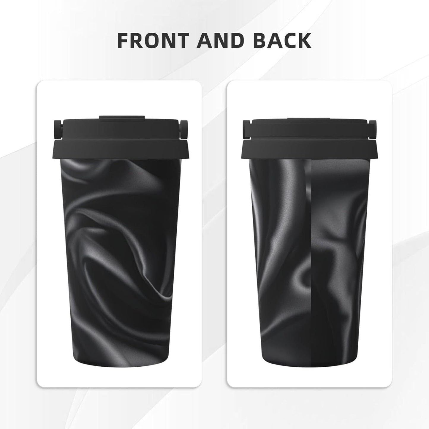 Black silk Wrinkle Insulated Coffee Mug with Lid Spill Proof Travel Coffee Mug for Cold And Hot Drinks Stainless Steel Tumbler Double-Wall Coffee Cup for Keep Hot/Ice Coffee Tea