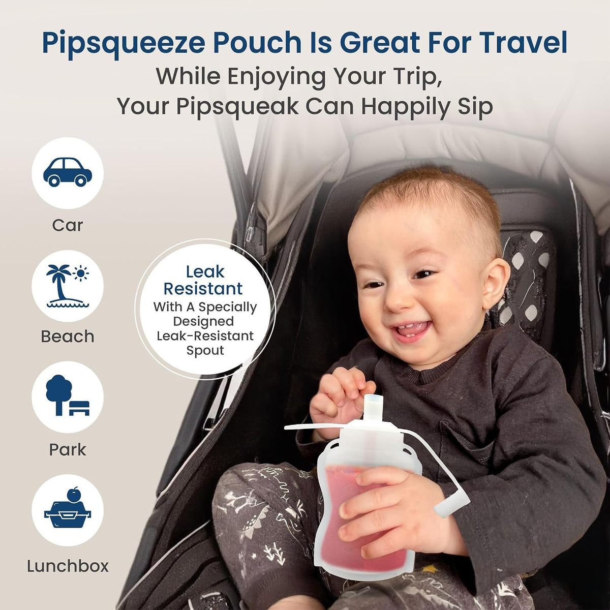 Extra Wide Reusable Baby Food Pouches Silicone - Baby Food Storage Pouch - Refillable Squeeze Pouches for Kids - BPA Free & Freezable - Refillable Pouches for Toddlers (Grey, Pack of 2)