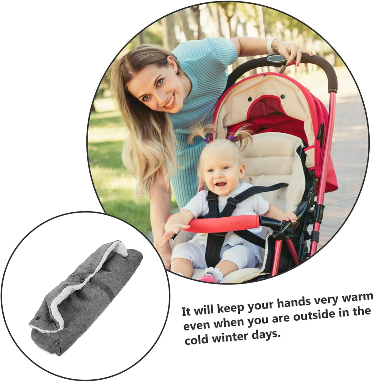 Stroller Hand Muff Warm Winter Gloves for Stroller Accessories Upgraded Overall Insulation for Parents and Caregivers