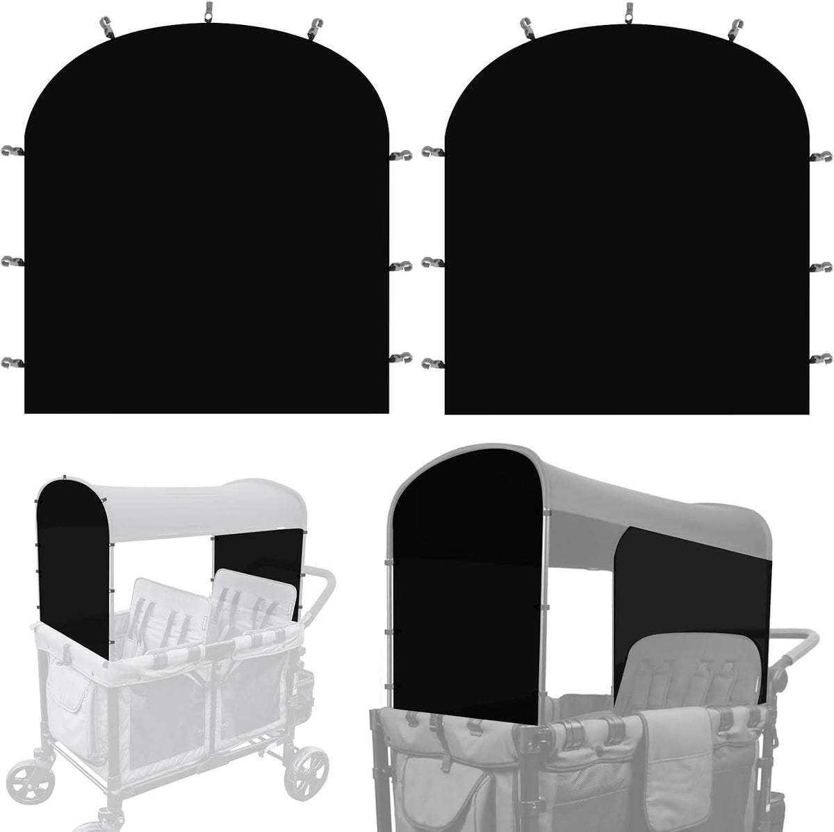 Side Breathable Sunshade Canopy with Clamps,UPF50+ Front and Rear Fence Sun Shields Compatible with Wonderfold Stroller Wagons W2/W4 All Model