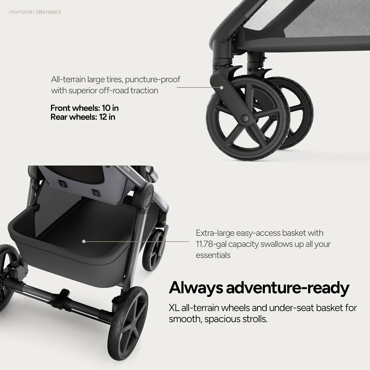 Ultimate 3 Stroller with Bassinet, Rider Board and Car Seat Adapter
