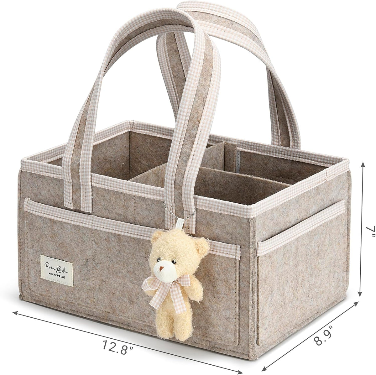 Diaper Caddy Organizer with Handle, Baby Shower Gifts Basket Bag, Registry Search Must Haves Items, Nursery Storage Organizer for Newborn Girl Boy, Baby Bag Essentials, Car Diaper Caddy Cart