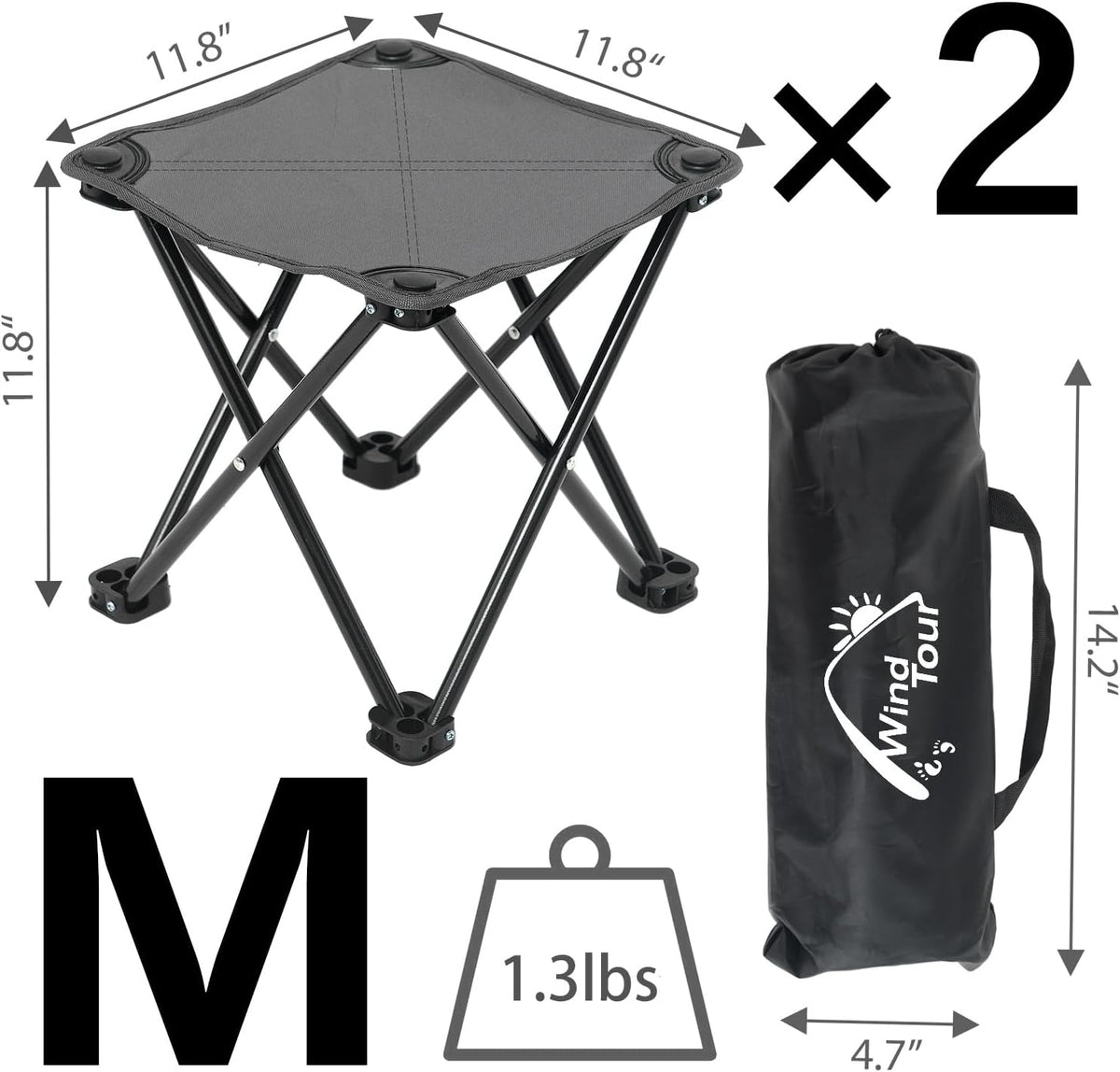 Portable Folding Camping Stool Outdoor Camping Lightweight Samll Chair for Fishing Hiking Gardening and Beach with Carry Bag (Medium Blue -1)