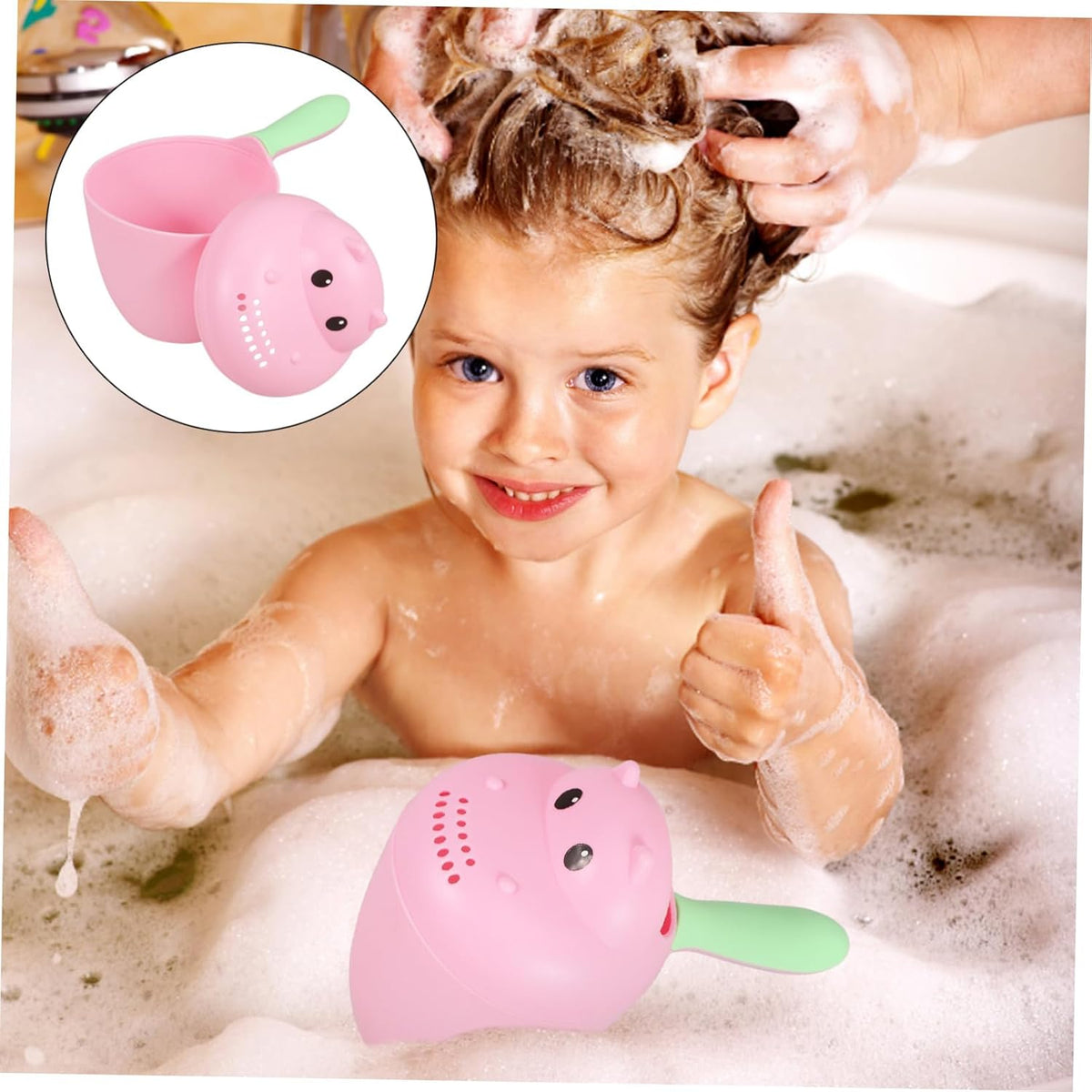 Hippo Shaped Baby Shampoo Rinse Cup for Bath and Shower Use