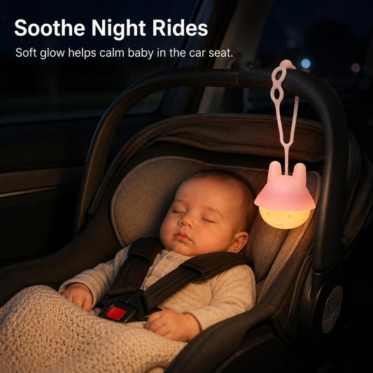 Baby Car Seat Light for Night Driving, Rechargeable Car Seat Night Light for Babies, Soft Glow Backseat Travel Light with Gentle Eye Caring Design for Infants & Toddlers
