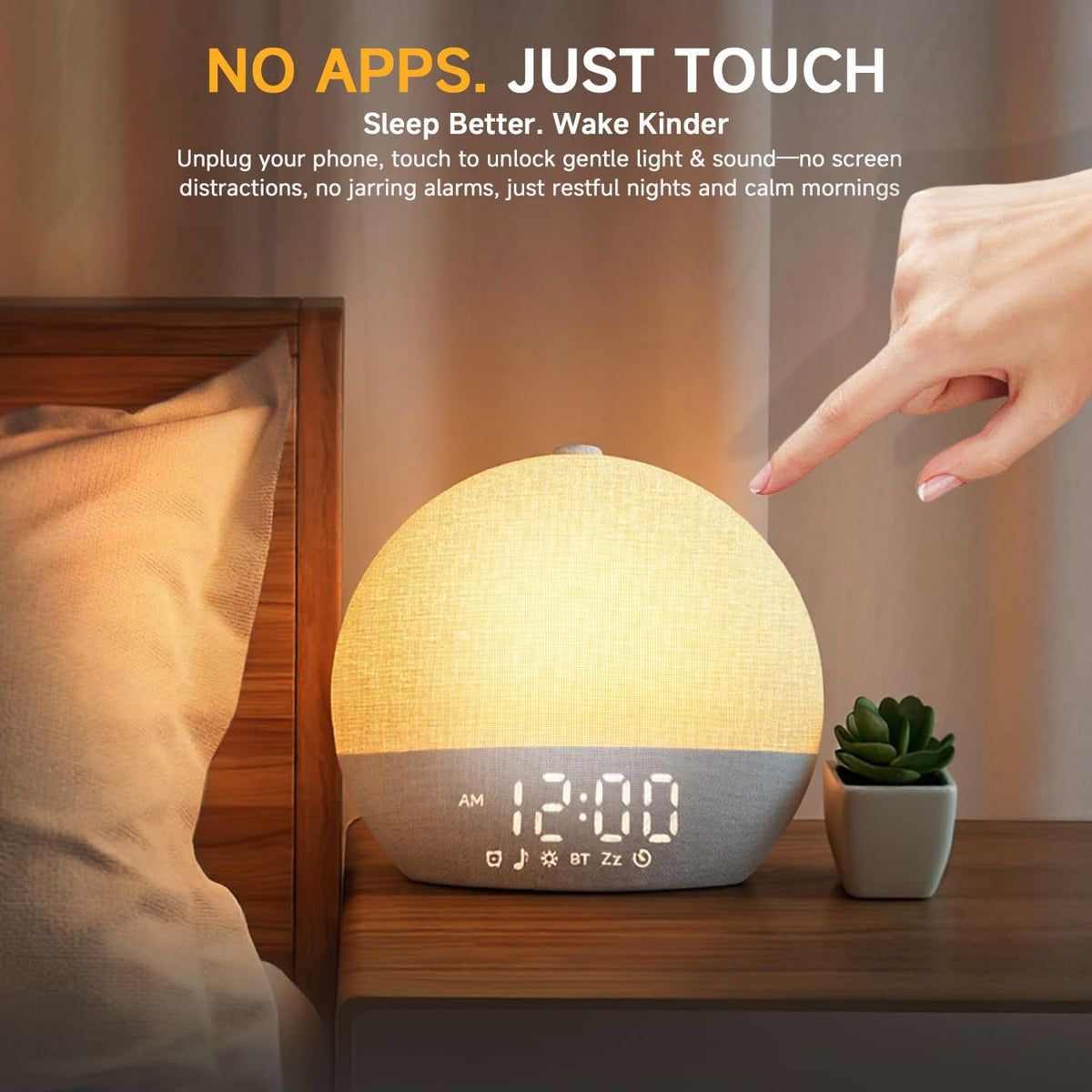 Sunrise Alarm Clock, Noise Sound Machine Night Light, Wood Grain