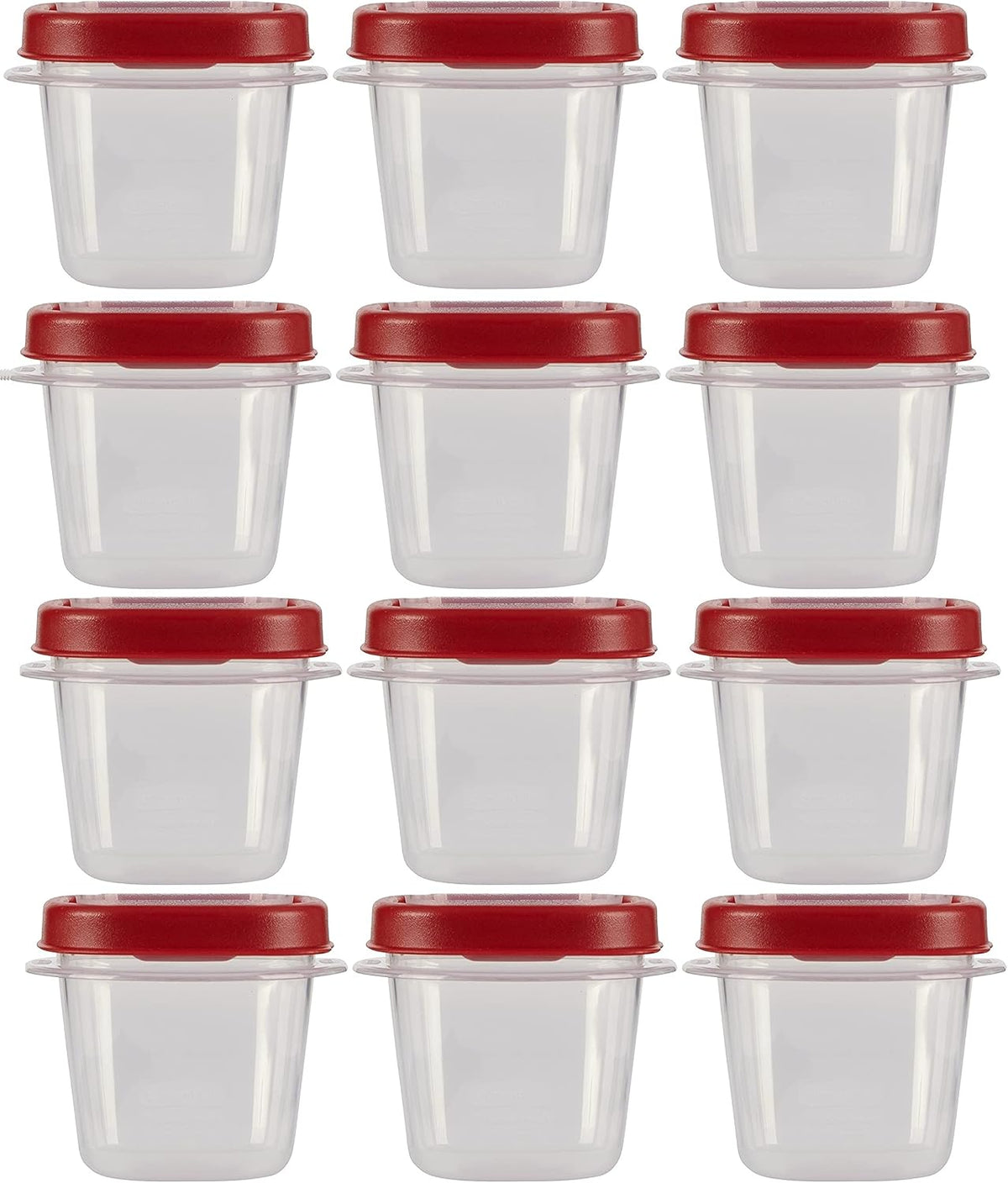 Easy Find Lids Food Storage Containers, 0.5 Cup, Clear With Red Lids 12 Pack (12 Cups)