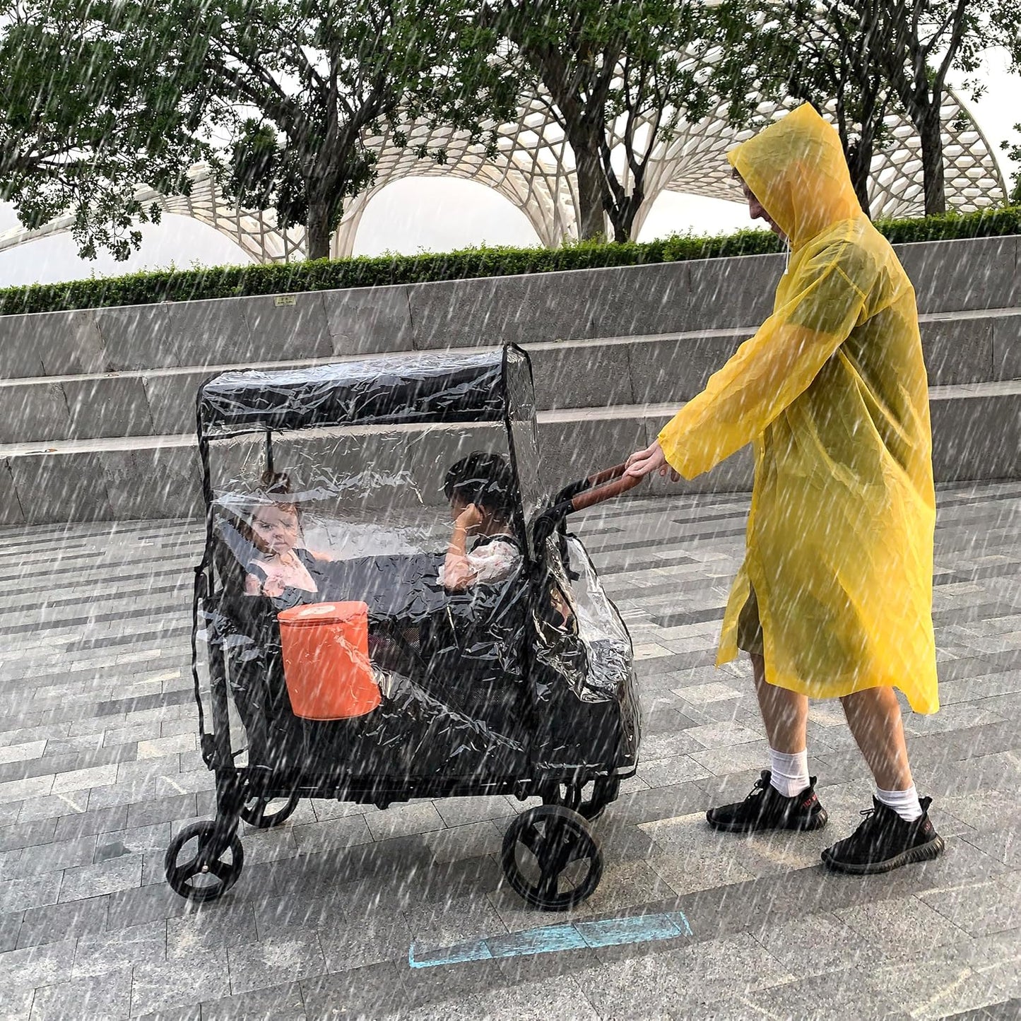 SeedFuture Raincover for W2 Stroller Wagon, Rain Cover Compatible with WONDERFOLD W2, Waterproof, Windproof, Protect from Dust and Snow