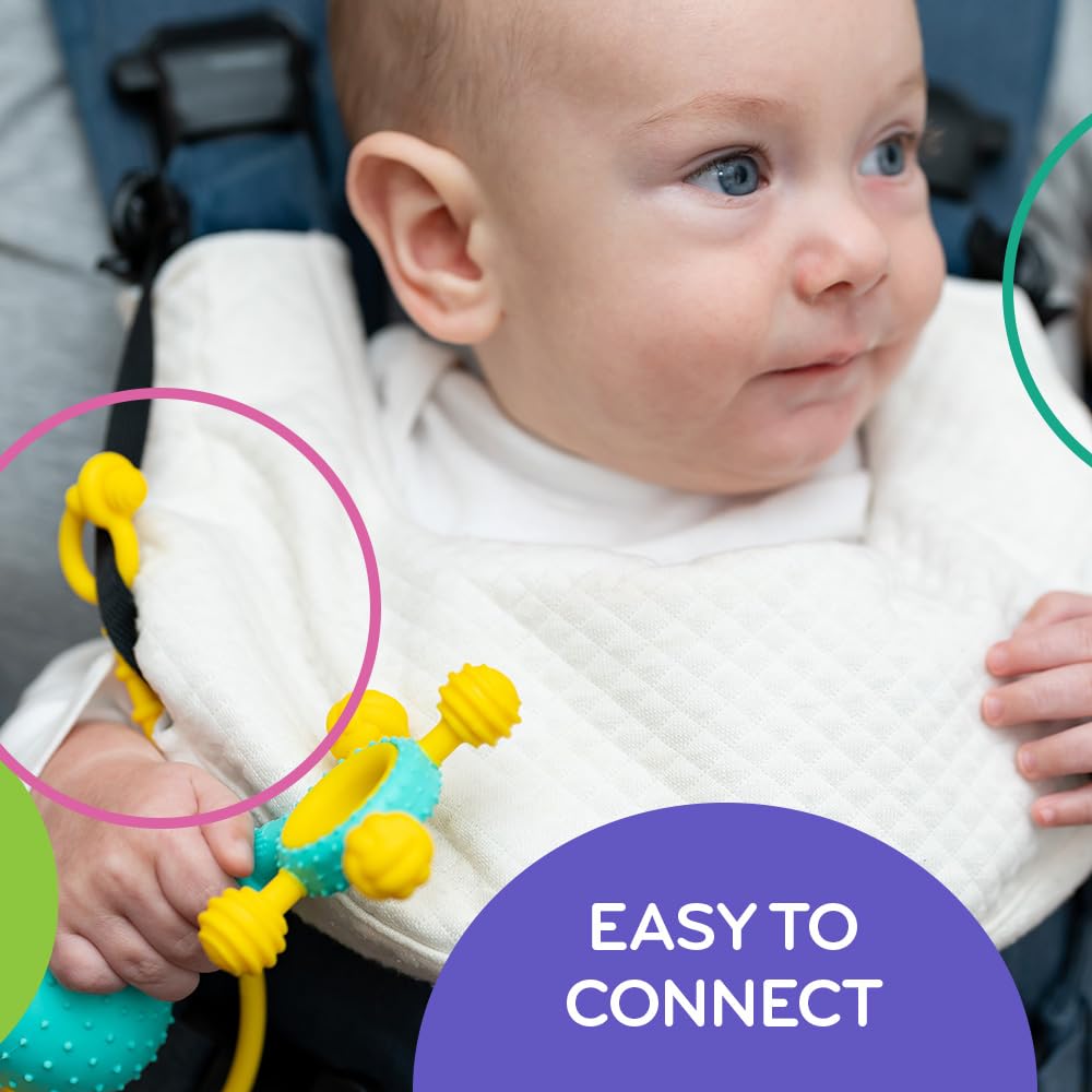 Mobi Liinklz Silicone Security Straps for Car Seats and High Chairs - Flexible, Soft Universal Toy Holder, Easy-Clean Utility Straps, Cool Colors (3 Pack)