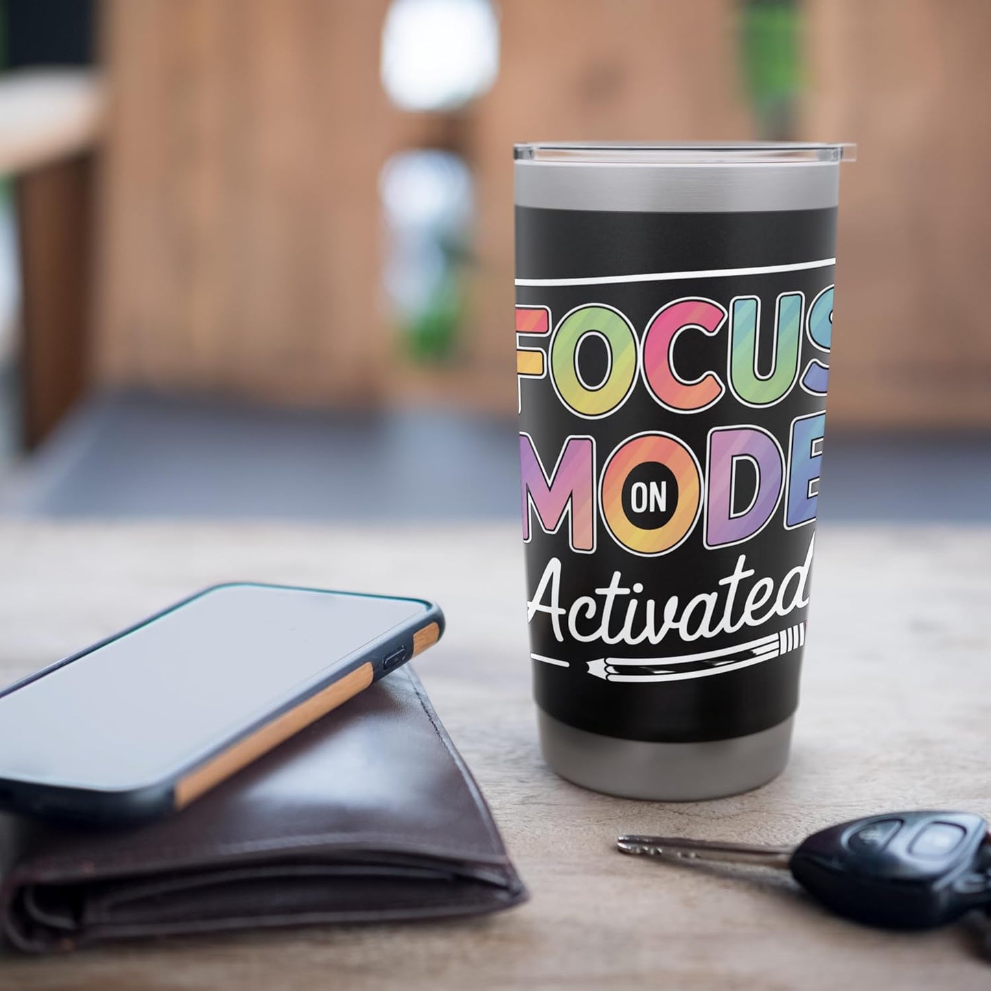 Focus Mode Activated Rainbow Art Stainless Steel Insulated Tumbler