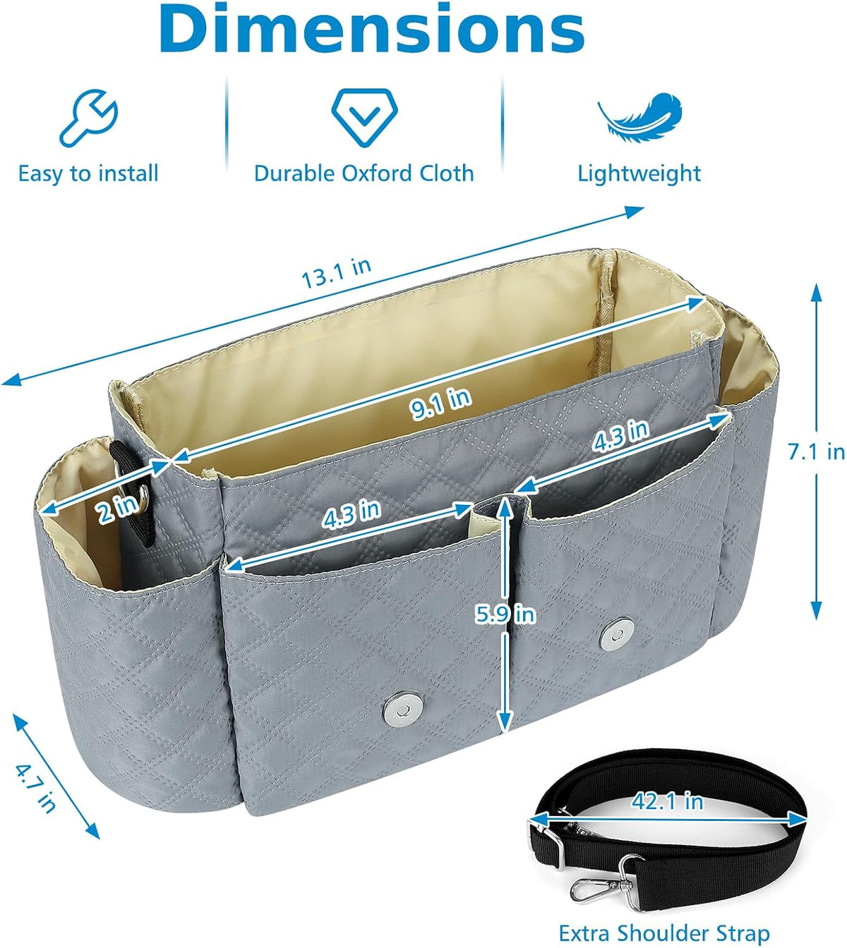 Universal Stroller Organizer, Stroller Bag with Detachable Shoulder Strap and Magnetic Snap Closure, Stroller Caddy Organizer for Uppababy Baby Jogger Britax BOB Umbrella Stroller