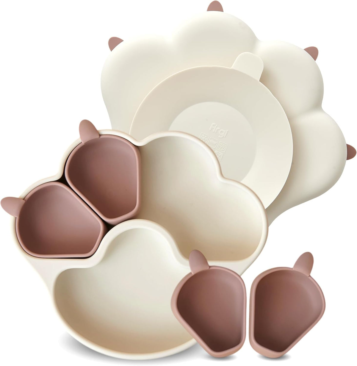 MEOW Dry Rose Divided Silicone Toddler Suction Plates Non-Slip Silicon Plate for Baby Led Weaning Supplies BPA Free Travel Non-Toxic Kids Tray with Suction