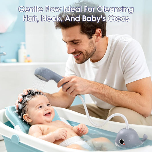 Whale Baby Bath Sprayer, Control the Flow Hands-Free 2 Gentle Modes