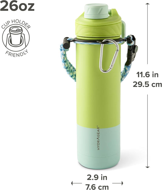 Zenith Chugger 40 oz Stainless Steel Bottle with Carabiner, Compass, Signal Whistle, and Fire Starter - Rain Powder Coat