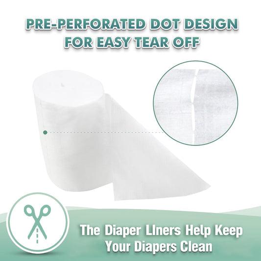Unscented Diaper Liners,Fragance Free and Chlorine Free - 100 Sheets Per Roll (1 Roll)